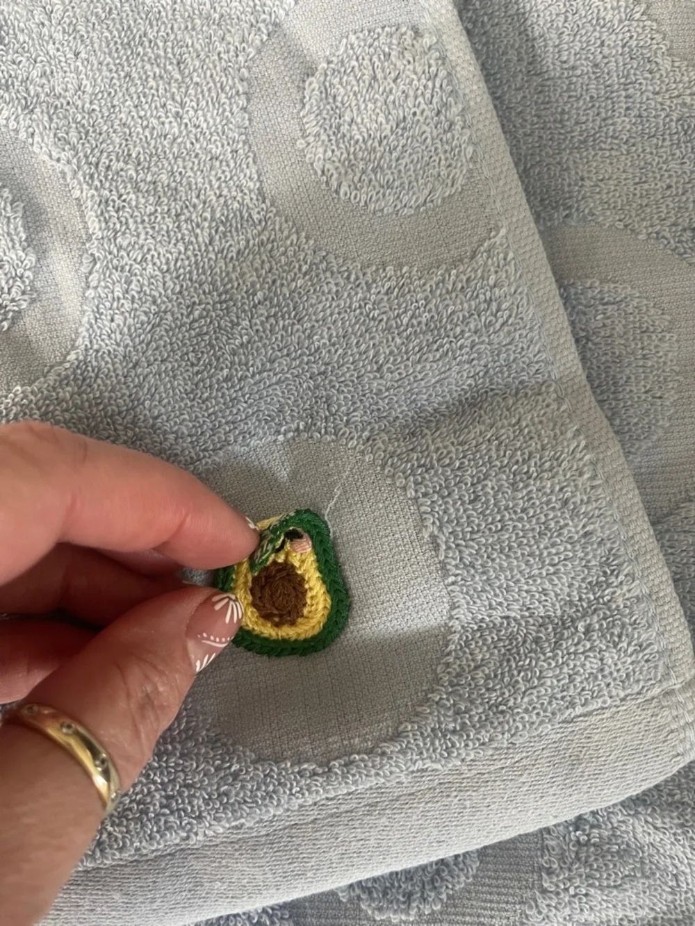 Light Blue Avocado Embroidered Hand Towel set